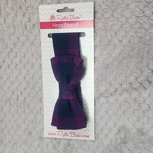 NWT RuffleButts Headbands, plum purple and navy blue buffali, fits 2T to size 5.